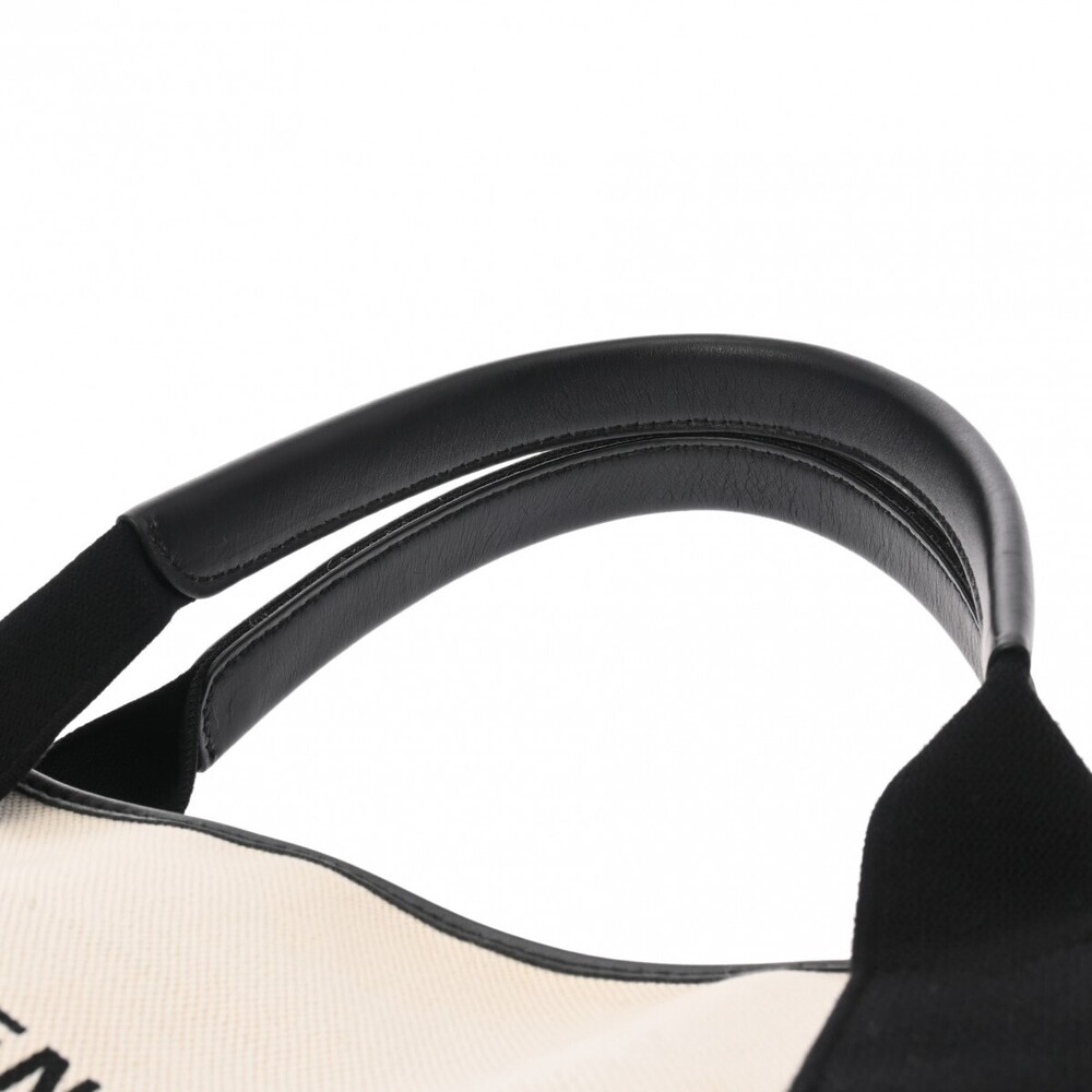 BALENCIAGA Cabas White Black Canvas Leather Handbag - Picture 4 of 11